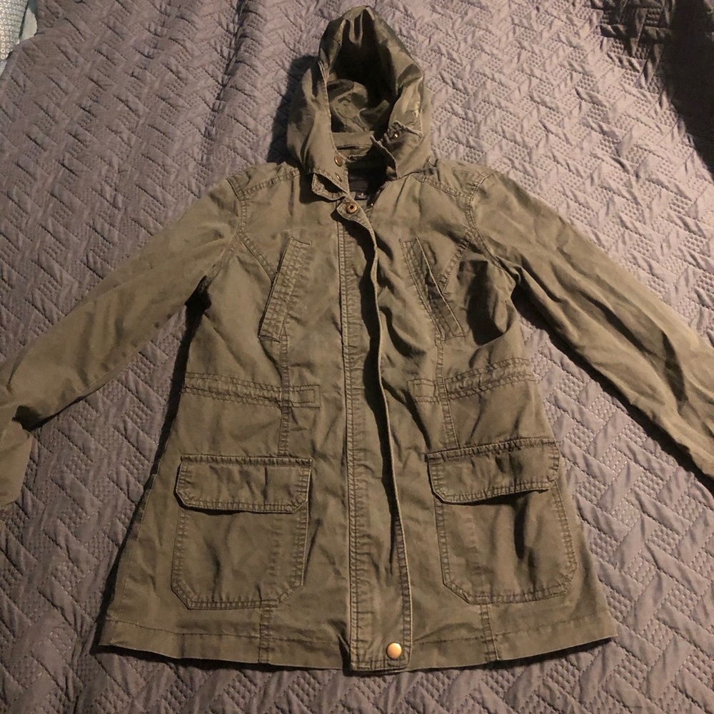 Miss London Khaki Utility Jacket with Hood